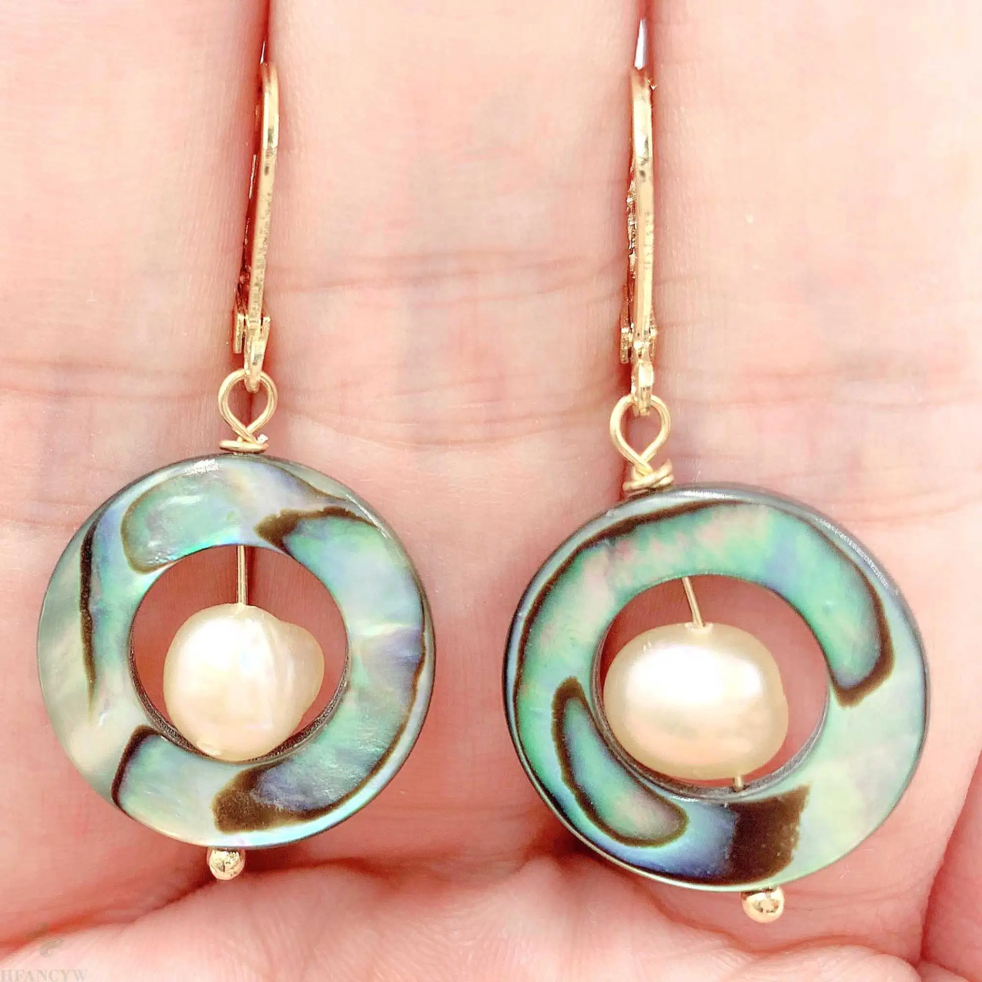18x18 мм Abalone ракушка розовые серьги с барочным жемчугом 18k подвеской Роскошные