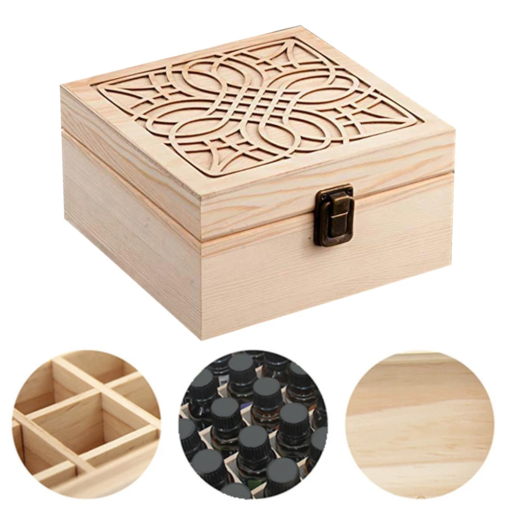 

25 Slot Essential Oil Bottle Wooden Storage Box Case Wood Aromatherapy Organizer