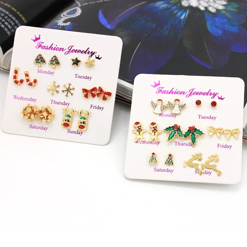 Новый рождественский подарок Искусственные серьги гвоздики в виде снеговика