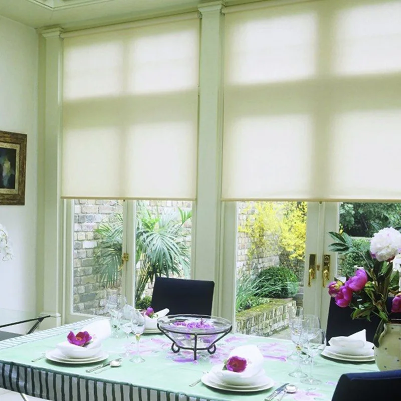 

Nice color pull cord roller blinds full shade valance system thick fabric window shades for balcony office kitchen