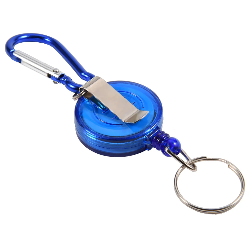 

3Pcs Fishing Tool Nylon Cord Stopper Retractable Ring Reel Holder Key Chain (Blue)