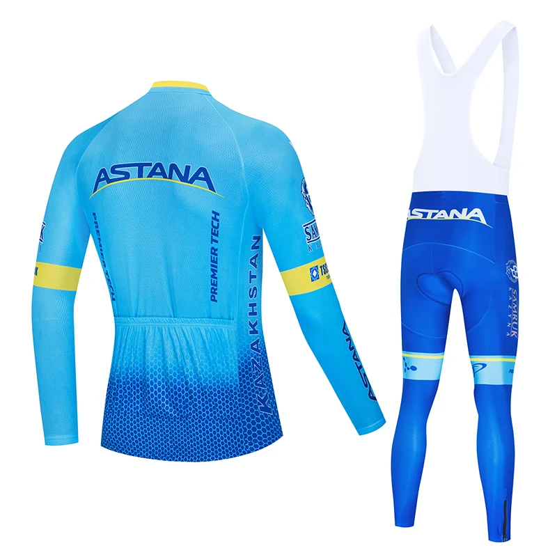 2019 Астана Pro Team Мужская зимняя теплая флисовая велосипедная футболка комплект