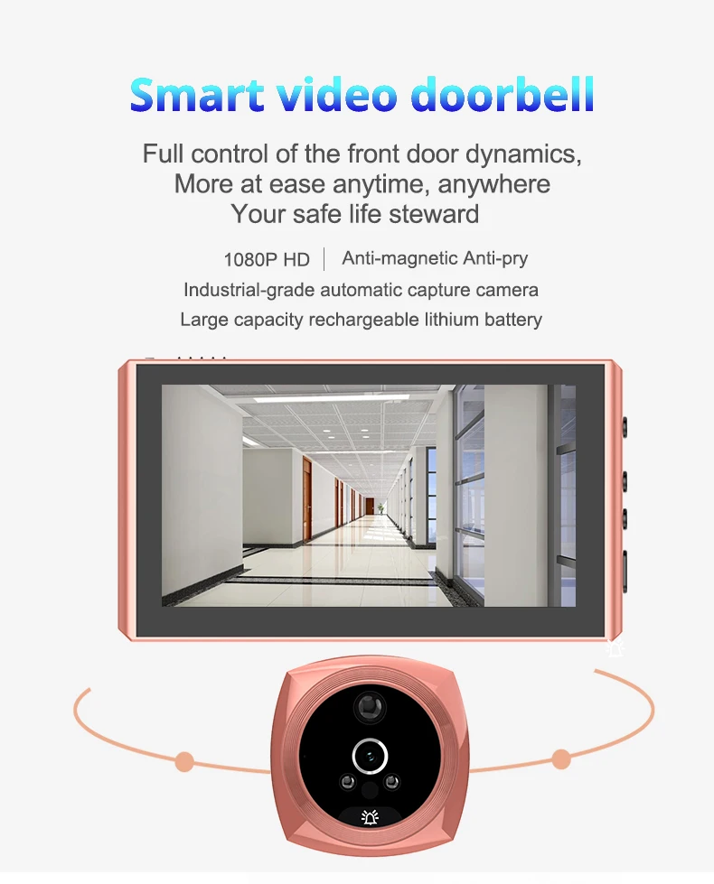 4.3Inch Monitor  2MP 1080P Video Door Phone Longtime Standby Auto Recordering  Smart Peephole Door Viewer/ Visual  Doorbell