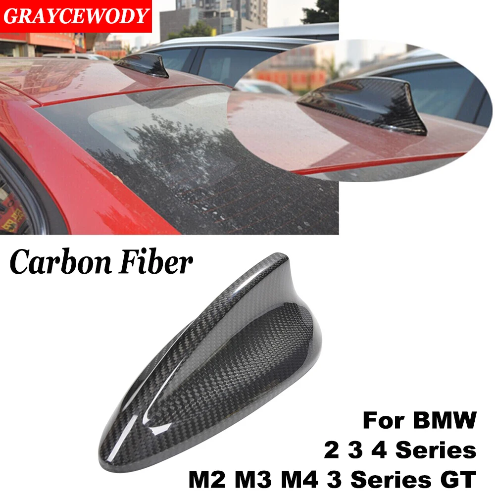 Real Carbon Fiber Car Shark Fin Antenna Top Exterior Decoration Styling For BMW F30 F22 F32 2 3 4 Series M2 M3 M4 3 Series GT