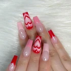 Накладные ногти Y2K с розовым радужным сердцем, модные аксессуары для ногтей в стиле Харадзюку, съемные ногти, модный эстетический подарок оптом