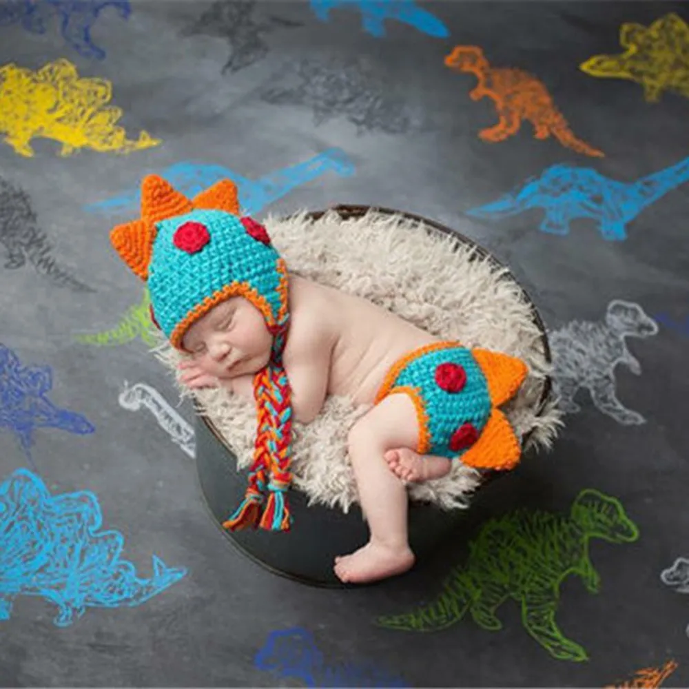 Knit Cartoon Cap Infant Boy baby Short Outfit Newborn Photography Props Accessorie Kawaii new born photography Hat | Детская одежда и