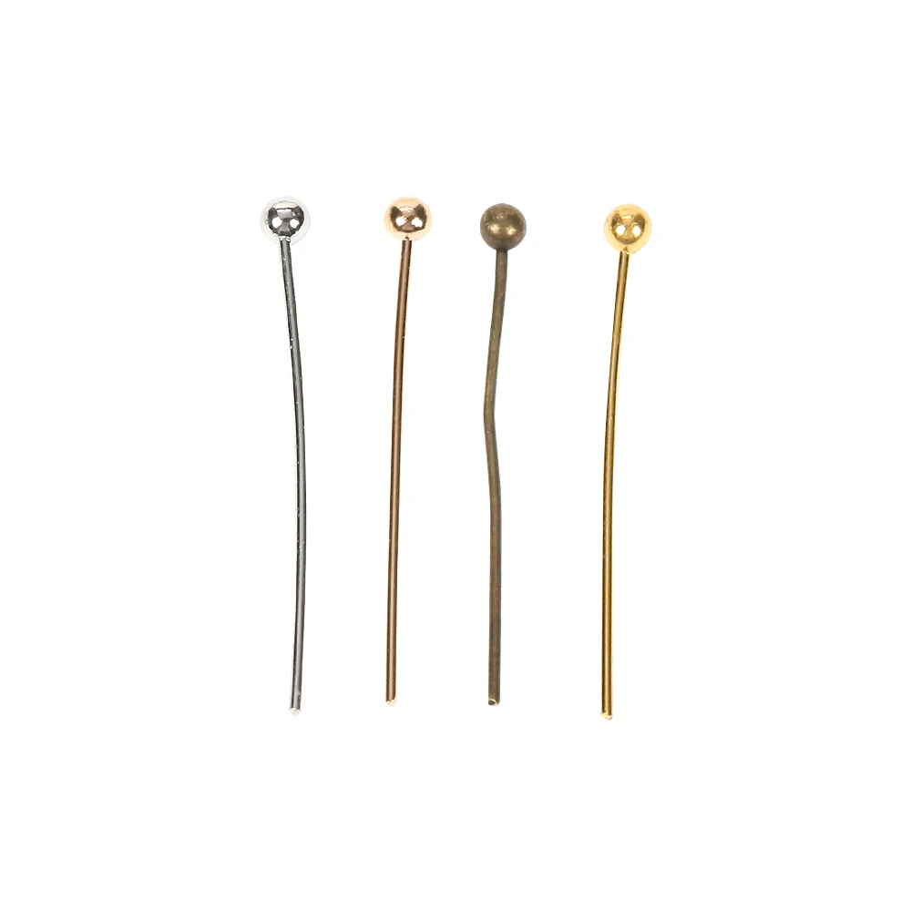 200pcs Metal Gold White Head Ball Pins Needles Stitch Straight Push Sewing For Jewelry Findings Making Headpin Accessory | Украшения и