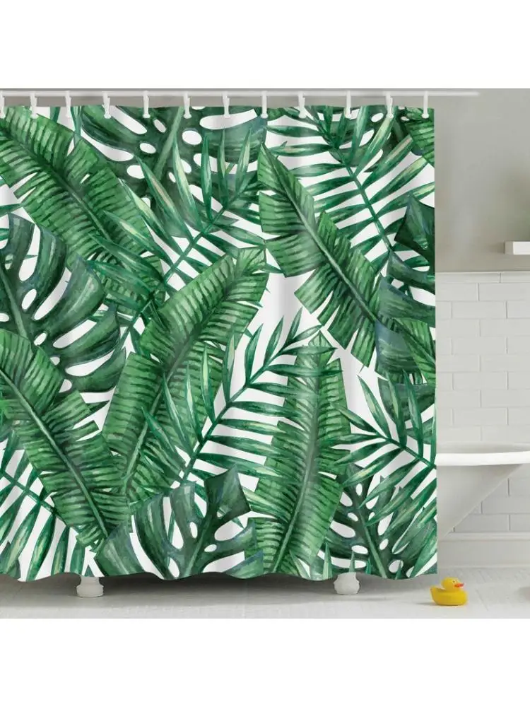 

Nordic Style Digital Printing Polyester Waterproof Shower Curtain Tropical Plants Banana Leaf Pattern Shower Curtains