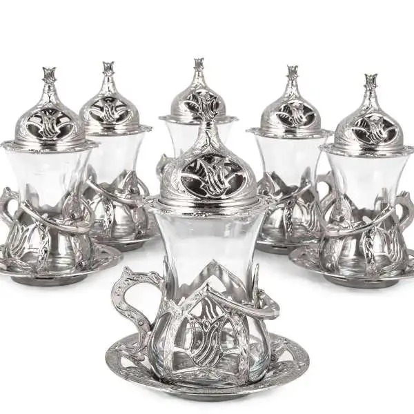 

Special Design 6 Person Glass Tea Cup Set, Limited Edition, Kitchen Decoration