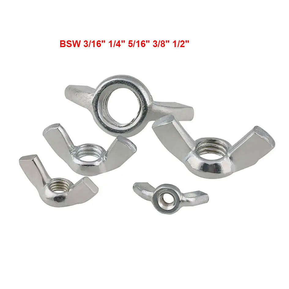 

Butterfly Nut Wing Nuts UK Standard BSW 3/16" 1/4" 5/16" 3/8" 1/2" Carbon Steel Zinc Plated Thumb Nuts Hand Tighten Nuts