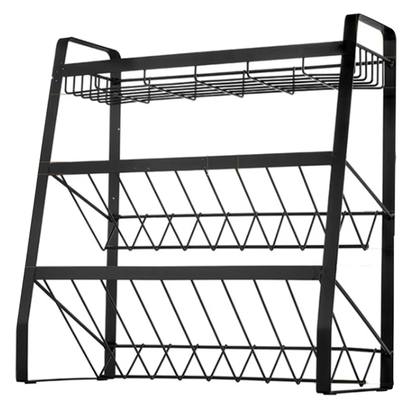 

HOT-Iron Storage Shelf Rack for Kitchen Storage Rack Kitchen Organizer Three-Layer Seasoning Bottle Rack Floor Shelf