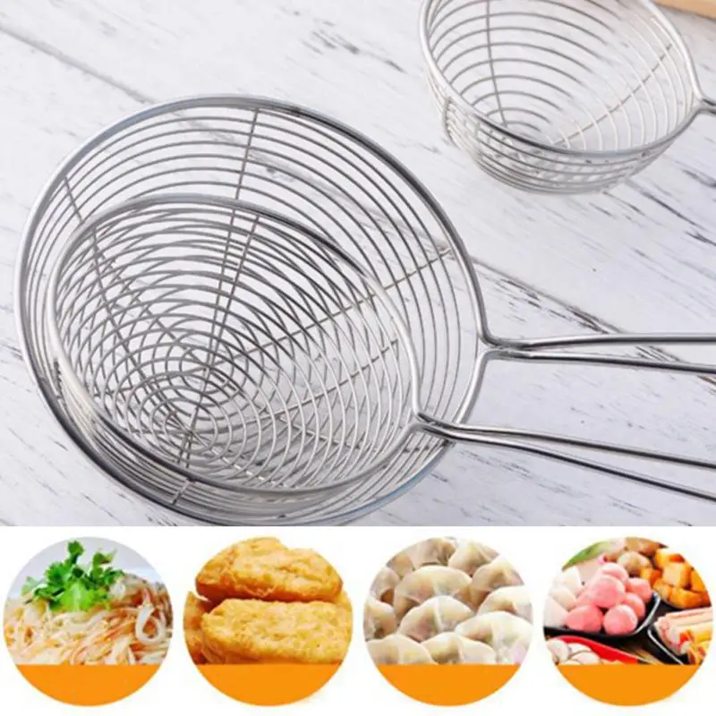 Дуршлаг Из Нержавеющей Стали с силиконовой ручкой нетоксичный жемчужный