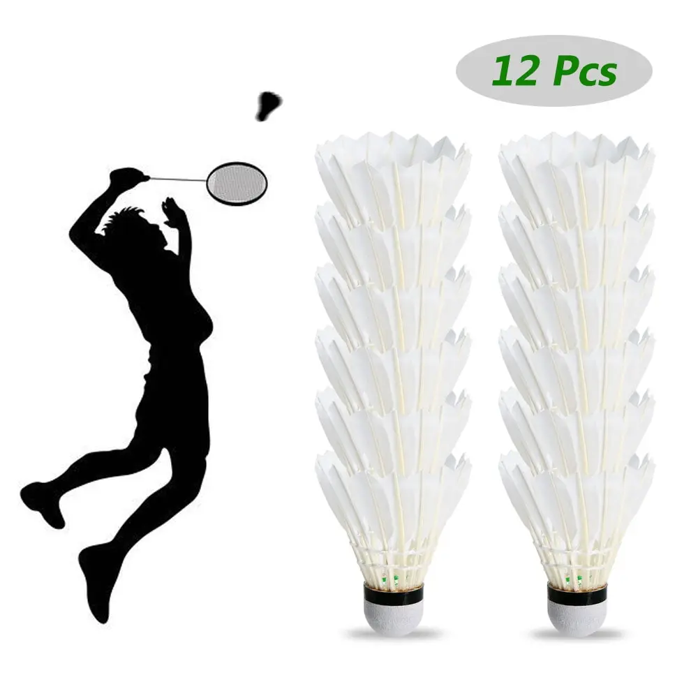 

12 Pcs/set Goose Feather Badminton Shuttlecock White Indoor Outdoor Sport Accessories Gym Fitness Ball