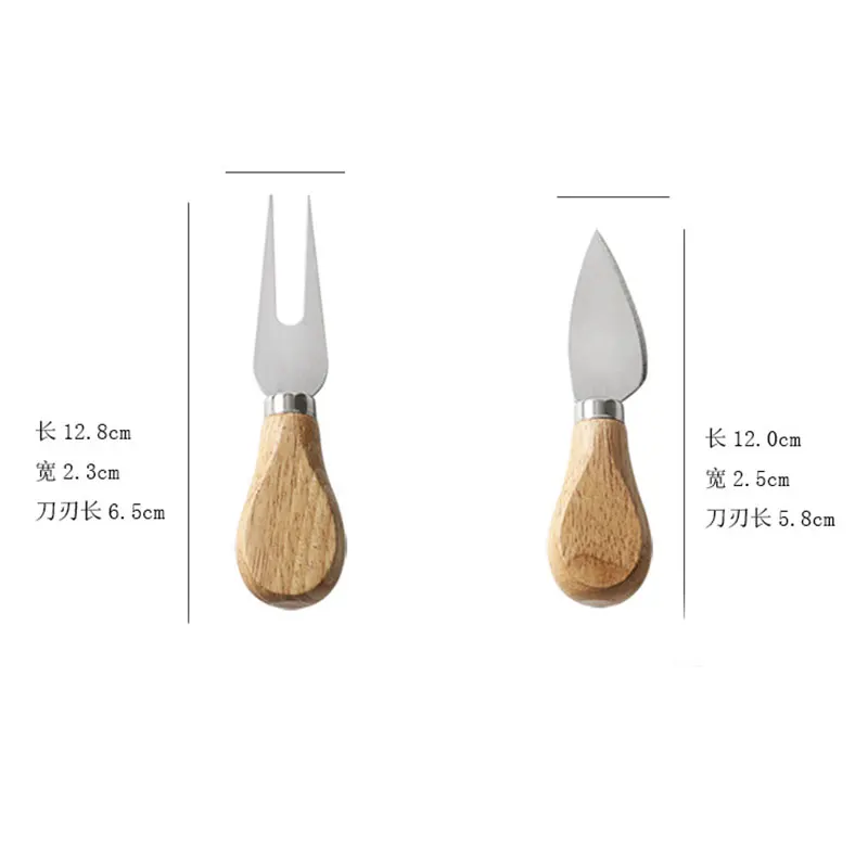 

4pcs Cheese Knives Set Cheese Cutlery Steel Stainless Cheese Slicer Cutter Wood Handle Mini Knife Butter Knife Spatula& Fork