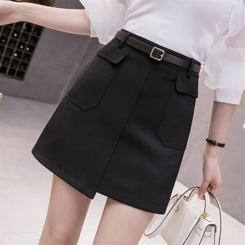 

POUNGDUDU 2021 Spring Women's Skirt For Girls Mini Skirt Ladies Irregular Buttocks Sweetown Sexy Chic Female Elegant High-Waist