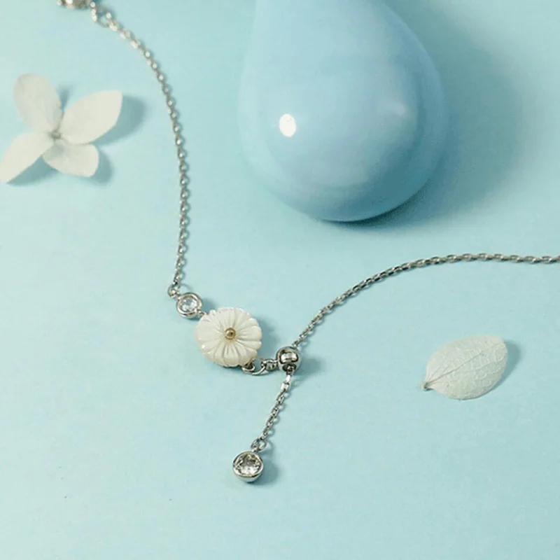 

Exquisite Adjustable 925 Sterling Silver Bracelets For Women Charm Jewelry Fashion Shell Daisy Bracelet Girl Anniversary Gifts