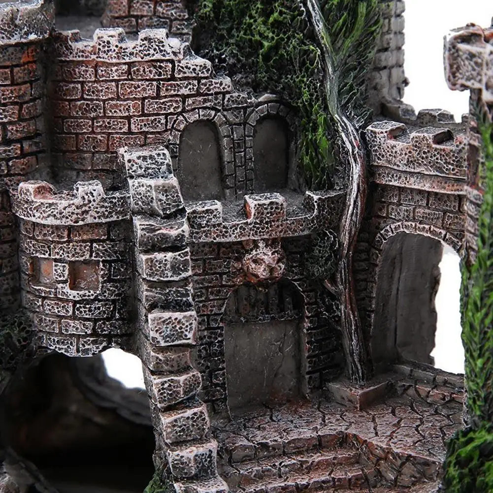 Смола искусственный старинный замок украшение для дома аквариум каменная пещера