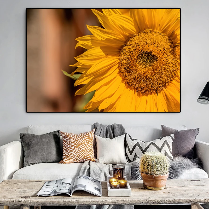 Картина для стены холст картина с золотым подсолнухом прикроватная на стене