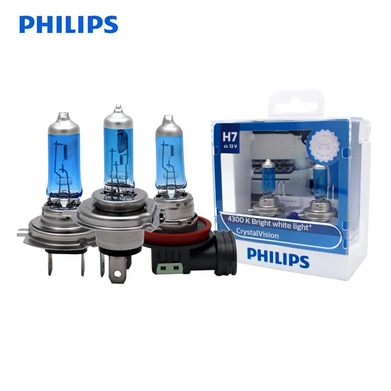 Philips H1 H4 H7 H11 9005 9006 12 В Кристальное видение 4300K яркий белый светильник галогенный
