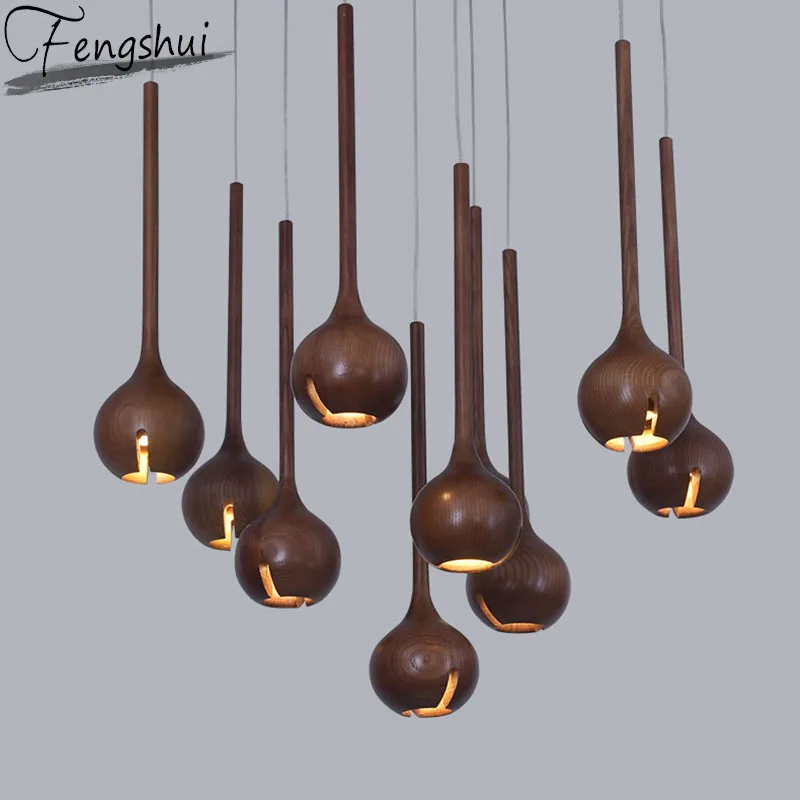 Китайский стиль деревянный светодиодный подвесной светильник освещение для