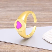 new arrival summer holiday colorful sweet trendy geometric heart dripping oil ring for women delicate party wedding jewelry gift