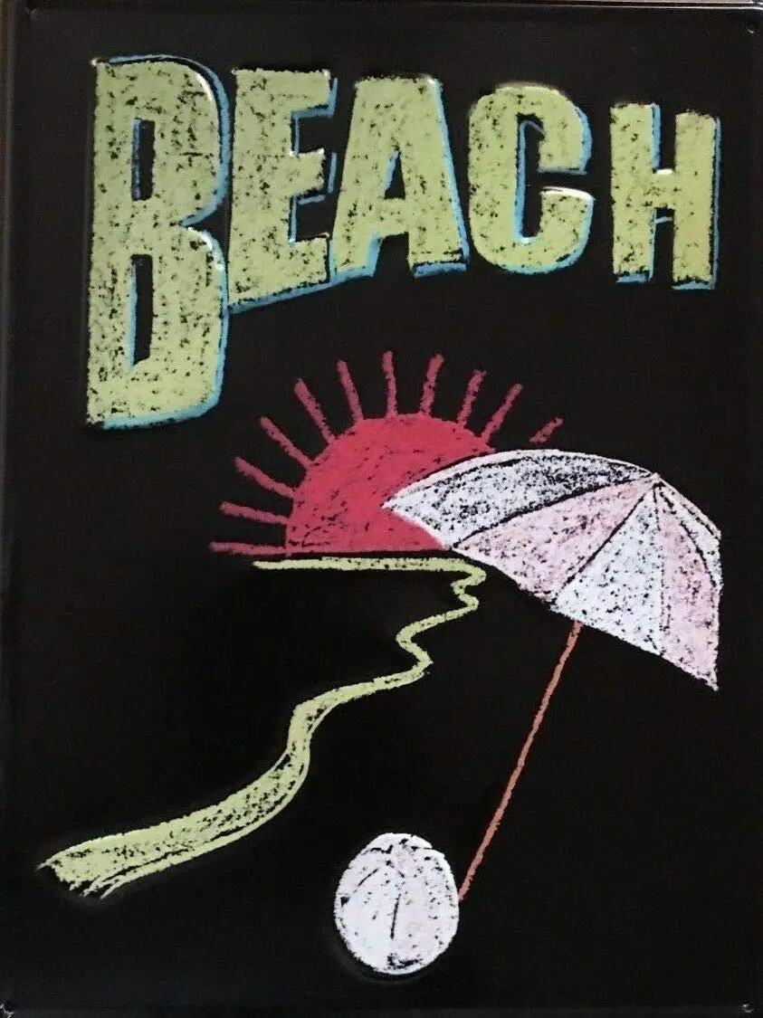 

Vintage Retro Sign-beach-12x8 Inch Wall Decoration Poster Home Bar Restaurant Garage Cafe Art Kitchen Metal Sign Customizable