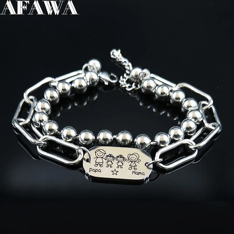 Браслеты женские двойные из нержавеющей стали серебристого цвета B1750S01 |