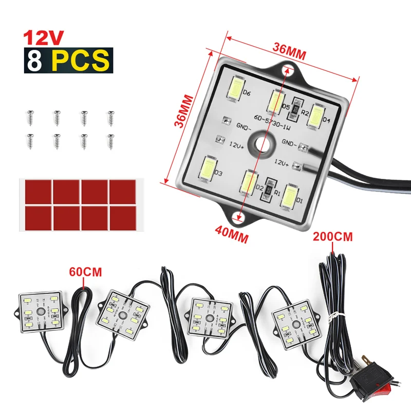 Универсальный 8 шт. 48 светодиодный Светодиодный вспышка светильник Белый Кузов