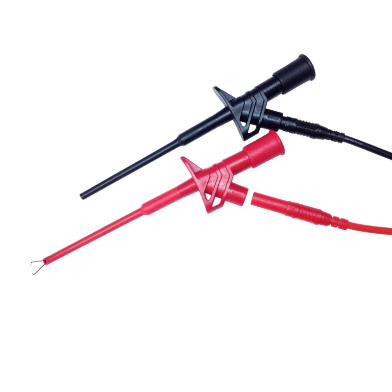 

2 Pcs Insulated Test Hook Clip 1000V 10A Flexible Probe High Voltage 4mm Socket L69A