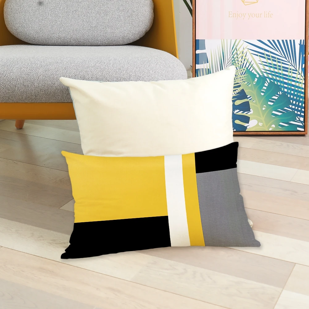 

Rectangle Yellow Pillow Case Sofa Car Waist Throw Cushion Cover Home Decor Gifts