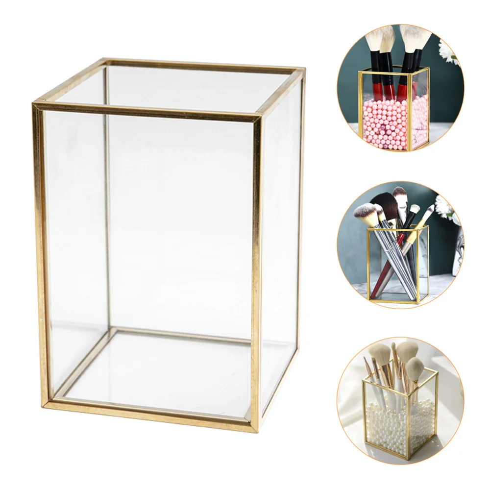 

1pc Cosmetics Tool Container Exquisite Makeup Brush Storage Bucket (Golden)