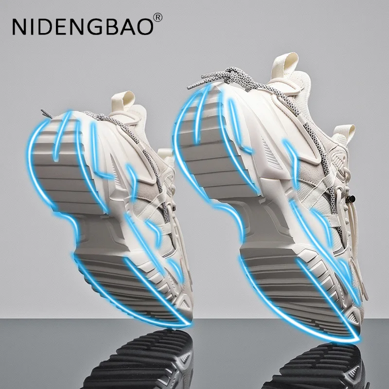 Platform Men's Sneakers Heighten 5cm Shoes for Men Sport Casual Breathable Male Shoe Walking Running Comfortable Footwear Big 45