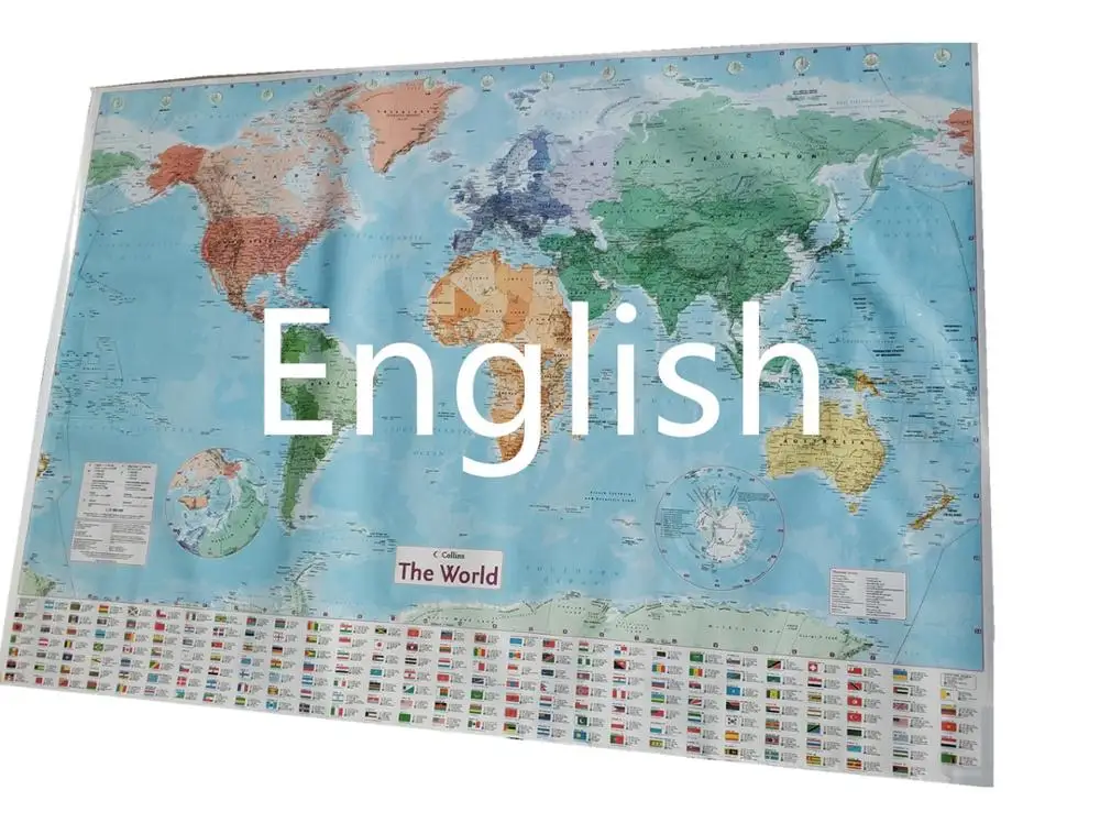 Политическая карта мира настенная бумажная наклейка для ребенка домашний декор