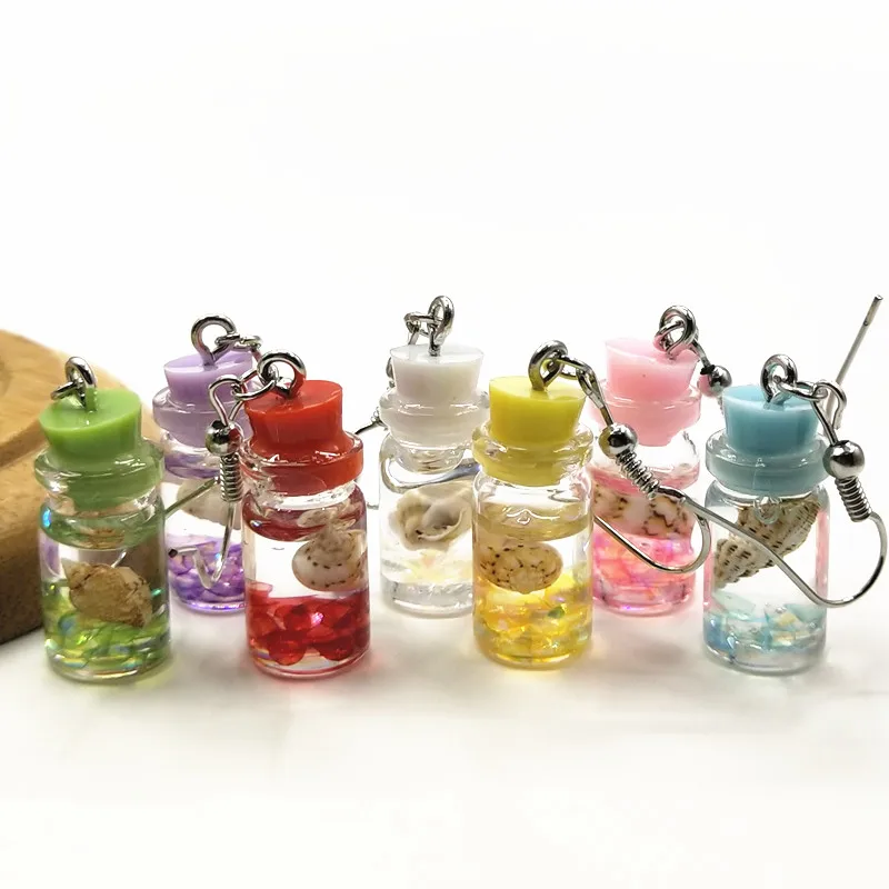 Корейские Эффектные серьги прозрачные и стеклянные подвески в форме бутылки