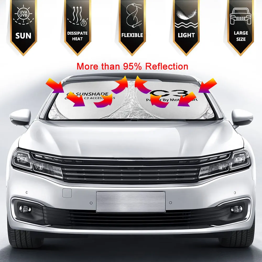 

Car Windshield Sun Shade Cover For Citroen C3 Aircross Picasso 1.6 MT VT VTR+ Exclusive Airdream+ Accessories Anti UV Reflector