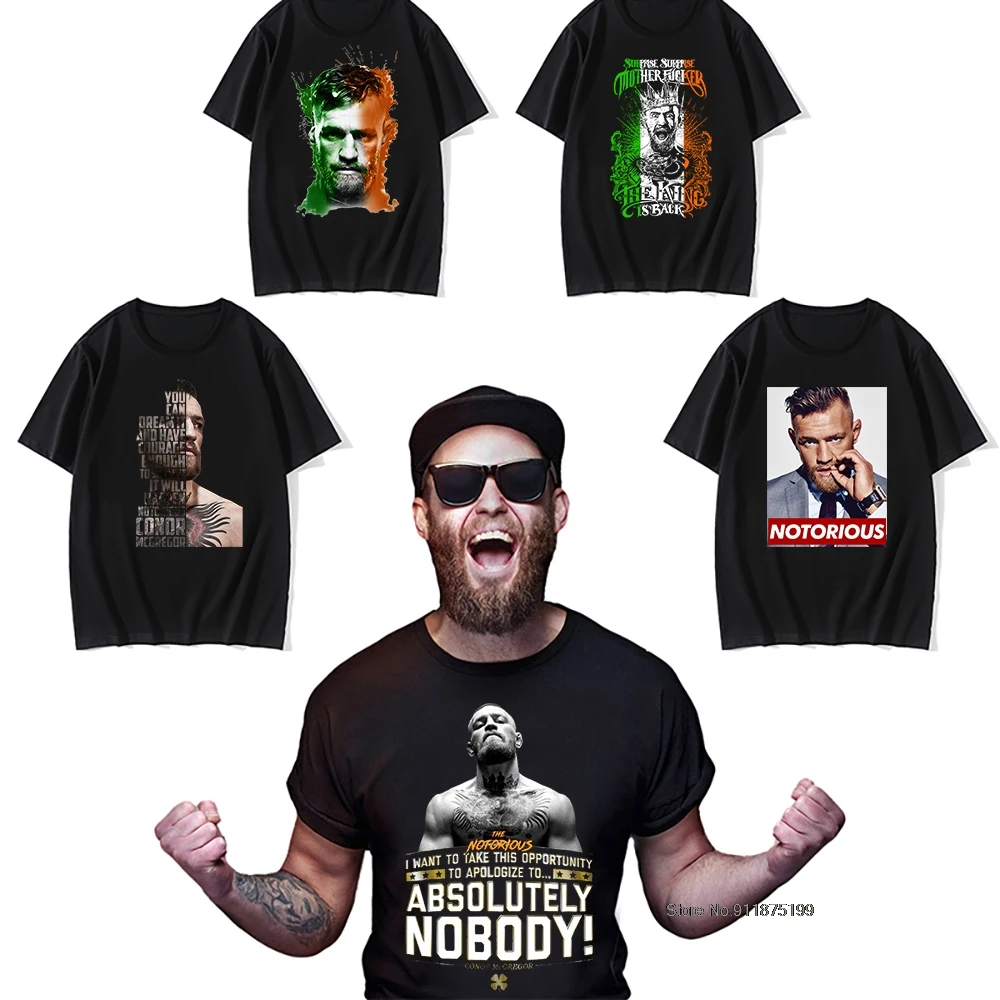 

2021 The King Of Conor McGregor T Shirt MMA Notorious Tshirt Men Short Sleeve Tops Tee O Neck Clothing Male T-Shirt Homme Shirt