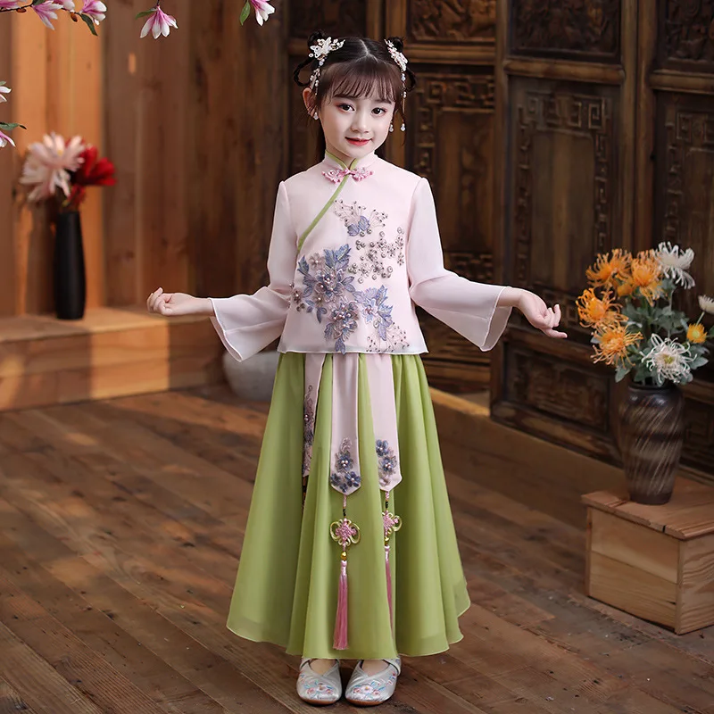 

Spring Summer Children'S Ancient Elegant Hanfu Chinese Super Fairy Dress Girl'S Antique Dress Baby Tang Suit китайское платье