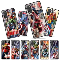 marvel avengers for samsung galaxy s20 fe ultra note 20 s10 lite s9 s8 plus luxury tempered glass phone case cover
