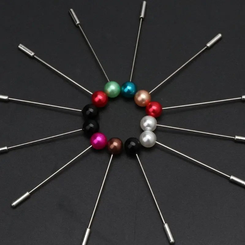 

12Pcs Women Brooch Pins Crystal Hijab Scarf Pearl Safety Pin Sweater Shawl Clips B95F