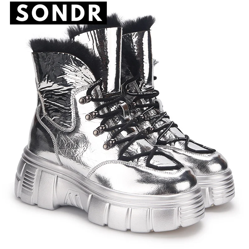 

Winter Boots Women Punk Female Platform Boots Wedges High Heels Women Boots Botas Mujer Woollen Snow Boots