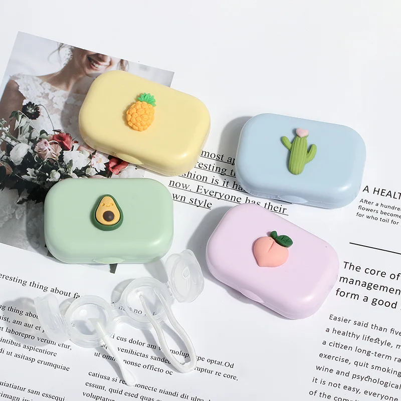 

Fashion Mini Contact Lens Cases Box Storage Holder Women Men Fruit Colored Contacts Lens Container Travel Lens Kit