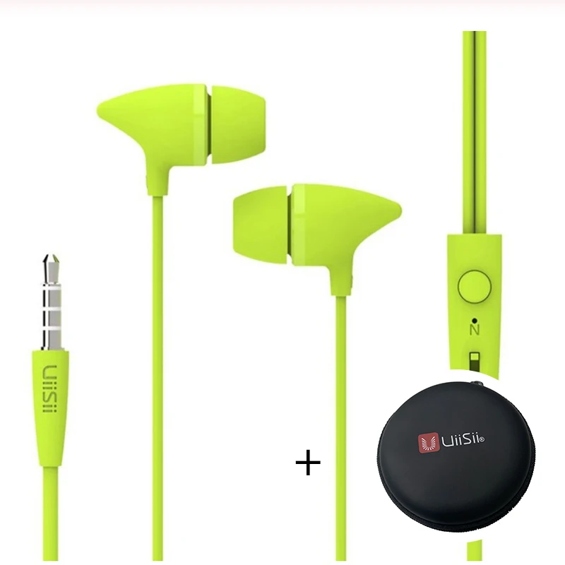 C100 Green And Box Uiisii наушники C100 в уши с микрофонный сабвуфер портативные наушники Игровые музыкальные спортивные наушники для IOS Android phone - Цвет: C100 Green And Box