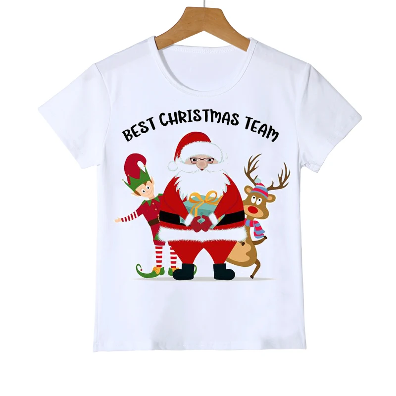 

Funny boys and girls Christmas costumes and Christmas deer cart cartoon prints new summer fashion Christmas tops T-shirts
