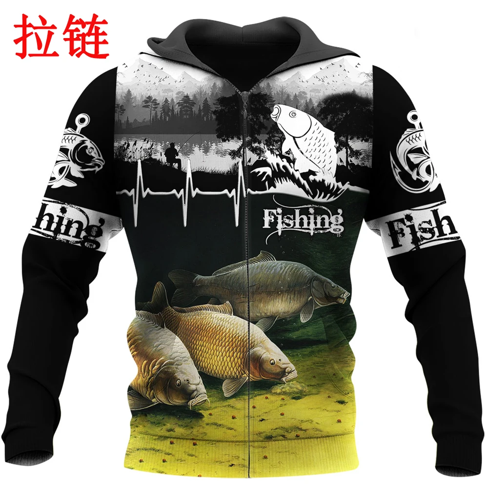 

3D Printed Recreationgl Fishing Animal Hoodie Harajuku Sweatshirt Streetwear hoodies women for men Casual jacket Tracksuits