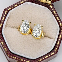 trendy 0 51 carat d color gra oval moissanite earrings women jewelry 925 sterling silver stud earrings pass diamond tester