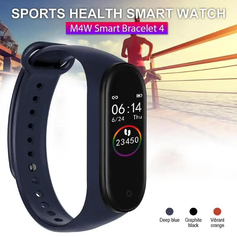 

M4W Smart Bracelet 4 Fitness Tracker Heart Rate Blood Monitor Smart Wristband Full-day Activity Tracking Steps Burning Calories