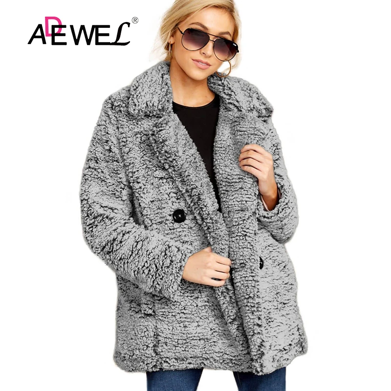 LC85280-1011 ADEWEL, зимнее пальто для женщин, светильник для ожидания, серый, коричневый, Wubby, легкое пальто, Mujer Invierno,, длинное кашемировое, Casaco, винтажное - Цвет: LC85280-1011