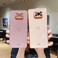 Love Heart Square Plating Phone Case For Xiaomi Poco Pro Nfc Pro Poko X3pro Silicone Fundas Cover