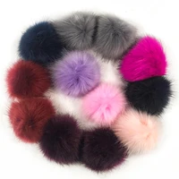 12pcs 8cm fluffy plush pom pom balls crafts with snap button furball home decor sewing supplies false hairball fox fur hat ball