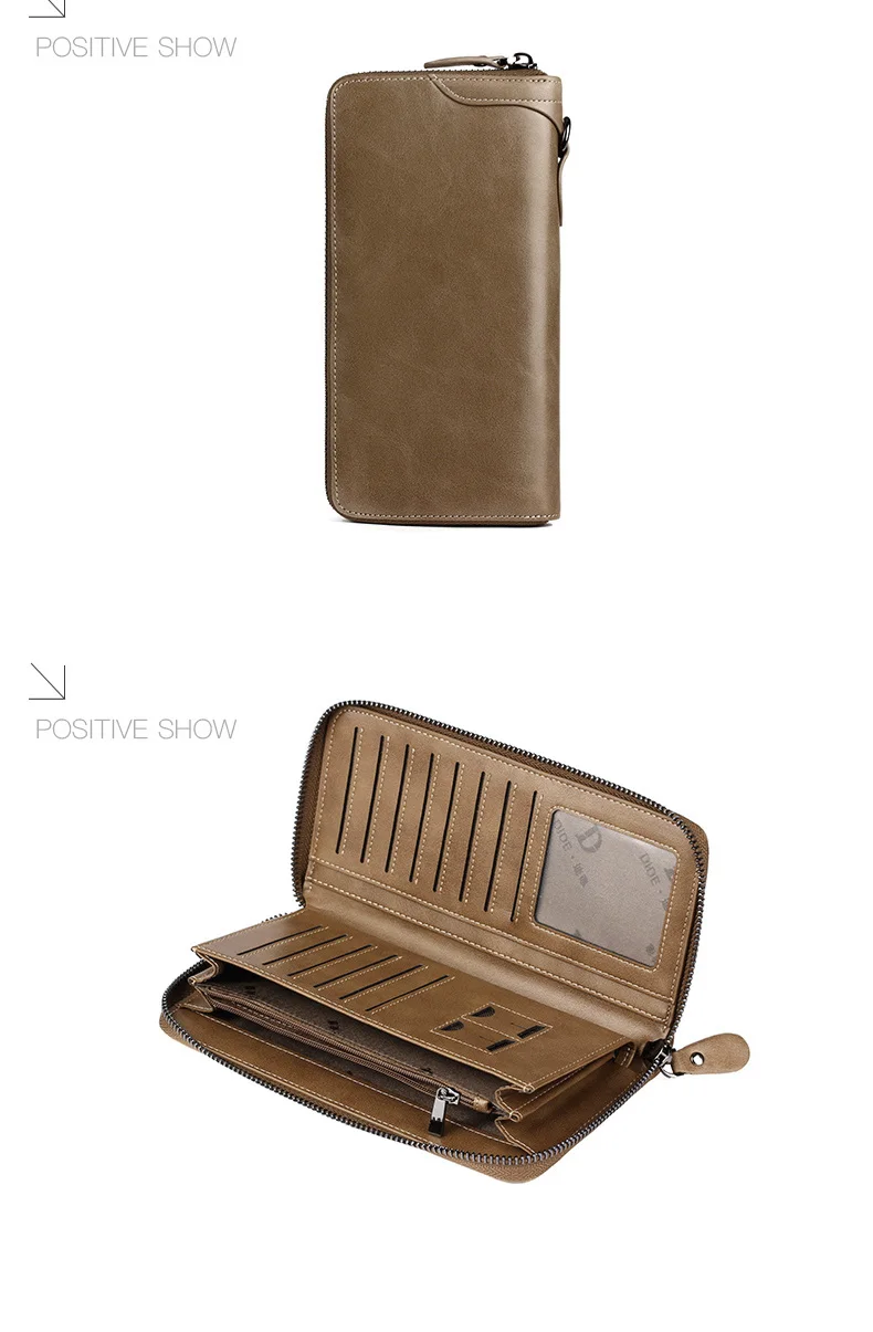 DIDE New Famous Brand Men Long Wallets Genuine Leather Coin Purse Male Purse Card Holder Clutch Wallet Business Vintage Bag